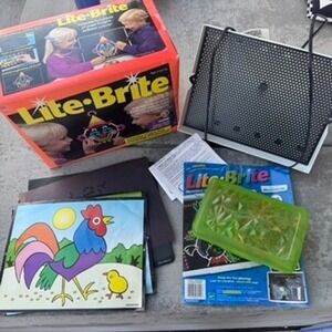 Vintage Lite Brite Toy with Box, Templates, Pegs - Retro Light Up Art - UNTESTED